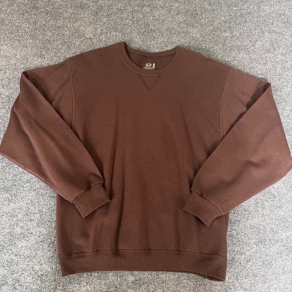 Vintage Fruit of the Loom Mens Brown Crewneck Sweatshirt Medium Fleece Pullover